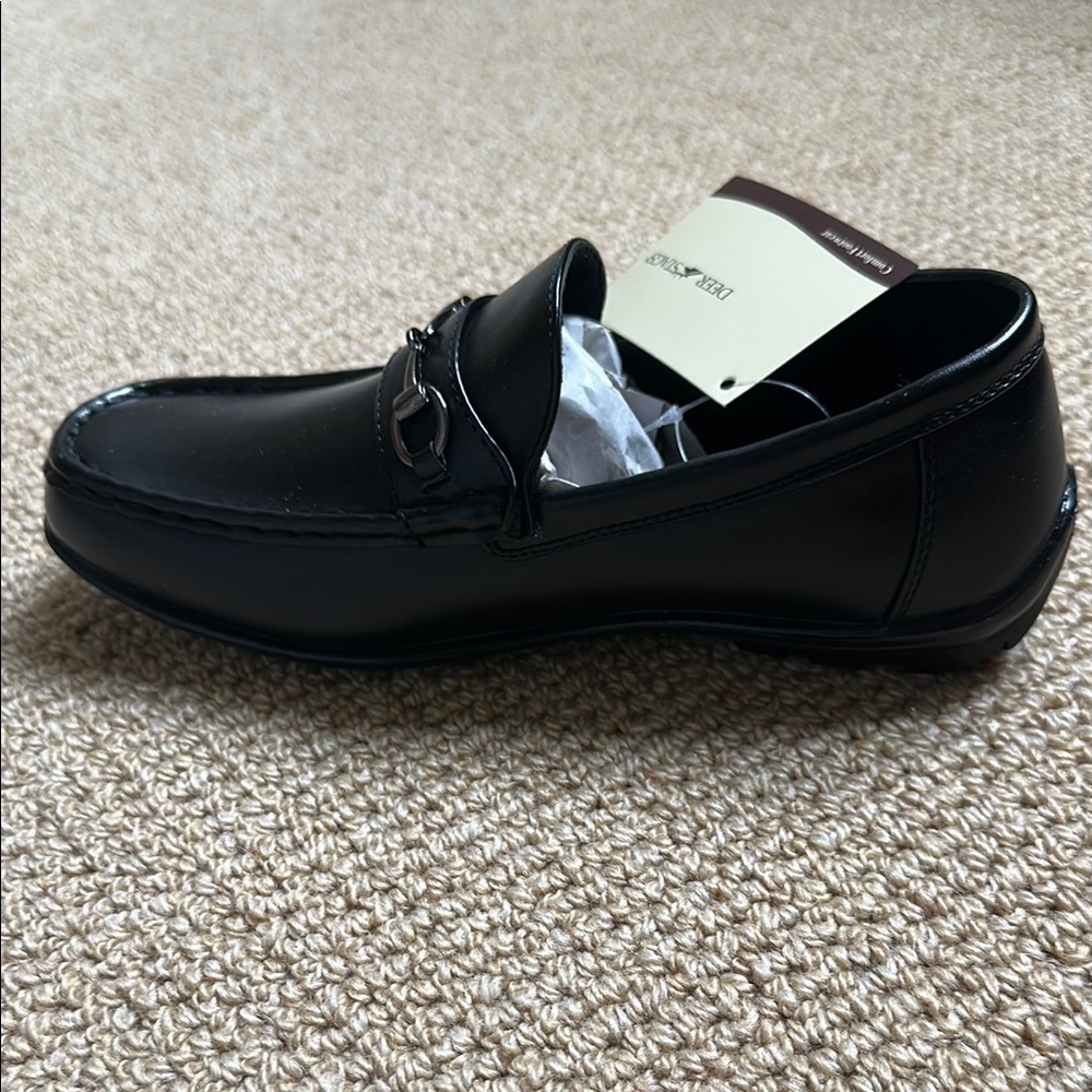 New Boys Deer Stags Black Dress Shoes